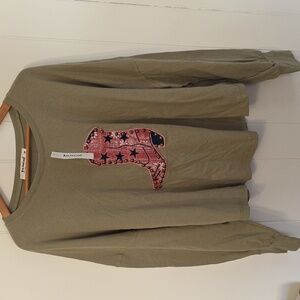 Three Bird Nest Olive Green Top Womens M